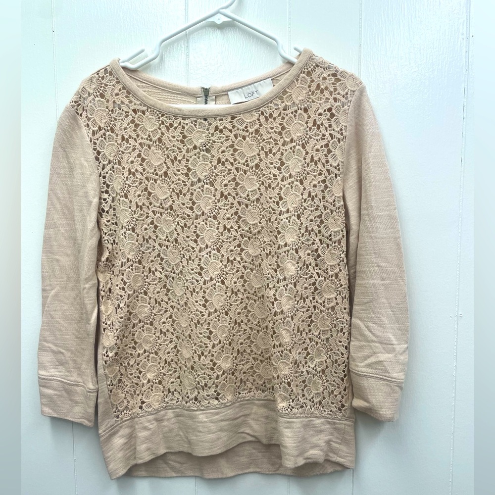 Lace front dressy sweatshirt